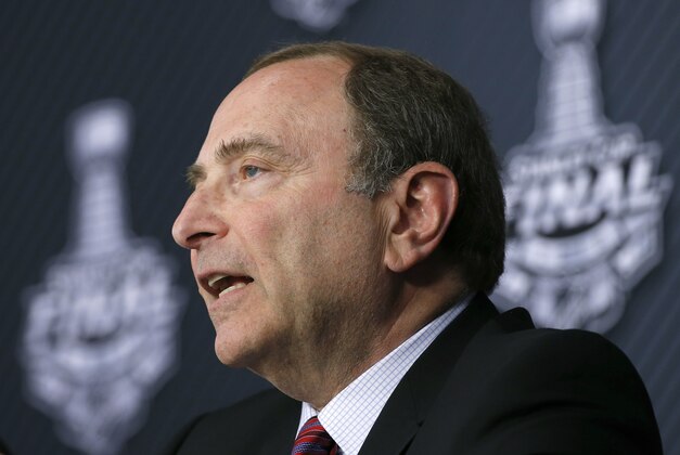 NHL Commissioner Gary Bettman speaks to the media before Game 1 of the Stanley Cup final series between the San Jose Sharks and the Pittsburgh Penguins Monday, May 30, 2016, in Pittsburgh. (AP Photo/Gene J. Puskar) NHL Commissioner Gary Bettman speaks to the media before Game 1 of the Stanley Cup final series between the San Jose Sharks and the Pittsburgh Penguins Monday, May 30, 2016, in Pittsburgh. (AP Photo/Gene J. Puskar)