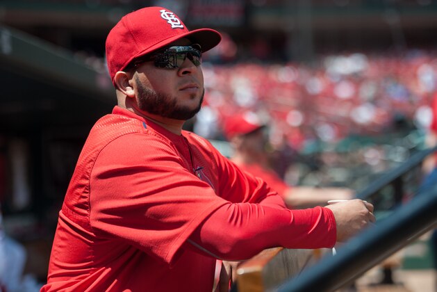 St. Louis Cardinals shortstop Jhonny Peralta (27) during a game against the Philadelphia Phillies at Busch Stadium on Thursday, May 5, 2016 in St. Louis. (AP Photo/Michael Thomas)