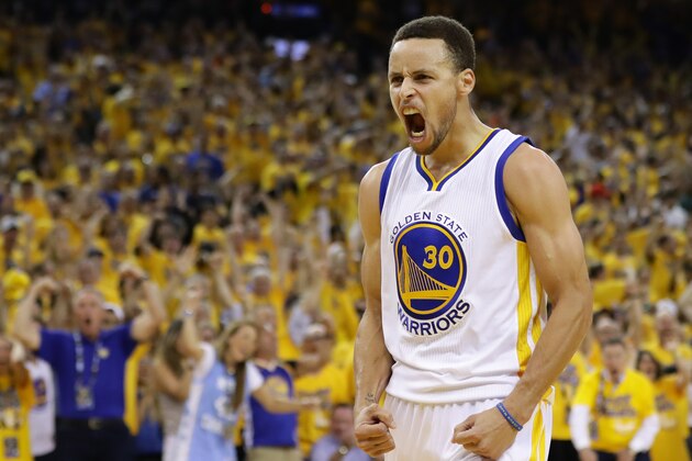 OAKLAND, CA - MAY 30:  Stephen Curry #30 of the Golden State Warriors reacts in the third quarter of Game Seven of the Western Conference Finals against the Oklahoma City Thunder during the 2016 NBA Playoffs at ORACLE Arena on May 30, 2016 in Oakland, California. NOTE TO USER: User expressly acknowledges and agrees that, by downloading and or using this photograph, User is consenting to the terms and conditions of the Getty Images License Agreement.  (Photo by Ezra Shaw/Getty Images)