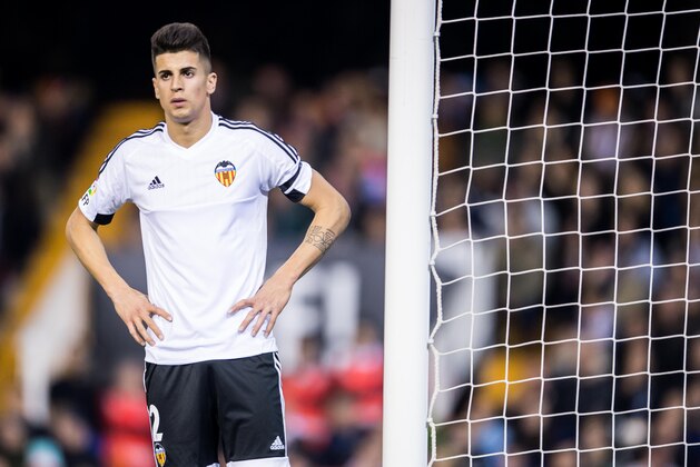 VALENCIA, SPAIN - JANUARY 03:  Joao Cancelo of Valencia CF looks on during the Valencia CF vs Real Madrid CF as part of the Liga BBVA 2015-2016  at Estadi de Mestalla on January 3, 2016 in Valencia, Spain.  (Photo by Aitor Colomer/Power Sport Images/Getty Images)