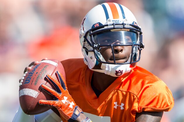 AUBURN, AL - APRIL 9: Quarterback John Franklin III #5 of the Auburn Tigers during their spring game at Jordan Hare Stadium on April 9, 2016 in Auburn, Alabama. (Photo by Michael Chang/Getty Images)