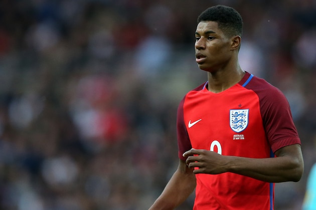 England's Marcus Rashford during the International friendly soccer match between England and Australia at the Stadium of Light, Sunderland, England, Friday, May 27, 2016. (AP Photo/Scott Heppell)