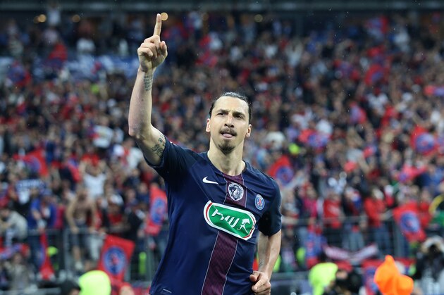 PARIS, FRANCE - MAY 21: Zlatan Ibrahimovic of PSG celebrates his second goal during the French Cup Final match between Paris Saint-Germain (PSG) and Olympique de Marseille (OM) at Stade de France on May 21, 2016 in Saint-Denis nearby Paris, France. (Photo by Jean Catuffe/Getty Images) PARIS, FRANCE - MAY 21: Zlatan Ibrahimovic of PSG celebrates his second goal during the French Cup Final match between Paris Saint-Germain (PSG) and Olympique de Marseille (OM) at Stade de France on May 21, 2016 in Saint-Denis nearby Paris, France. (Photo by Jean Catuffe/Getty Images)