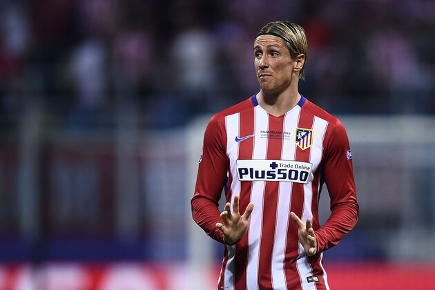 Atletico Madrid's Spanish forward Fernando Torres reacts during the UEFA Champions League final football match between Real Madrid and Atletico Madrid at San Siro Stadium in Milan, on May 28, 2016. / AFP / FILIPPO MONTEFORTE        (Photo credit should read FILIPPO MONTEFORTE/AFP/Getty Images)
