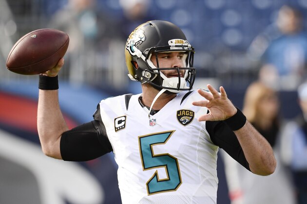 Jacksonville Jaguars quarterback Blake Bortles warms up before an NFL football game against the Tennessee Titans Sunday, Dec. 6, 2015, in Nashville, Tenn. (AP Photo/Mark Zaleski) Jacksonville Jaguars quarterback Blake Bortles warms up before an NFL football game against the Tennessee Titans Sunday, Dec. 6, 2015, in Nashville, Tenn. (AP Photo/Mark Zaleski)