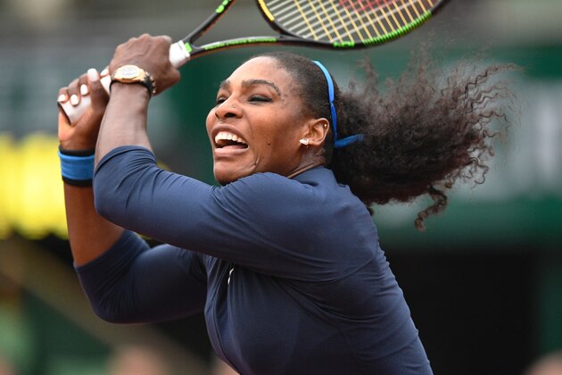 US player Serena Williams returns the ball to Kazakhstan's Yulia Putintseva during their women's quarter-final match at the Roland Garros 2016 French Tennis Open in Paris on June 2, 2016. / AFP / MARTIN BUREAU        (Photo credit should read MARTIN BUREAU/AFP/Getty Images)