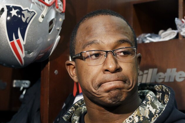New England Patriots' Matthew Slater listens to a reporter's question at his locker as the football team wraps up its NFL season, Monday, Jan. 25, 2016, in Foxborough, Mass. The Denver Broncos beat the Patriots 20-18 in Sunday's AFC Championship in Denver. (AP Photo/Elise Amendola)