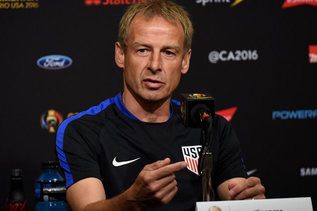 US men's soccer team coach Jurgen Klinsmann talks to the press before their opening COPA America 2016 match against Colombia at the Levi's Stadium in Santa Clara on June 2, 2016. / AFP / Mark Ralston        (Photo credit should read MARK RALSTON/AFP/Getty Images)