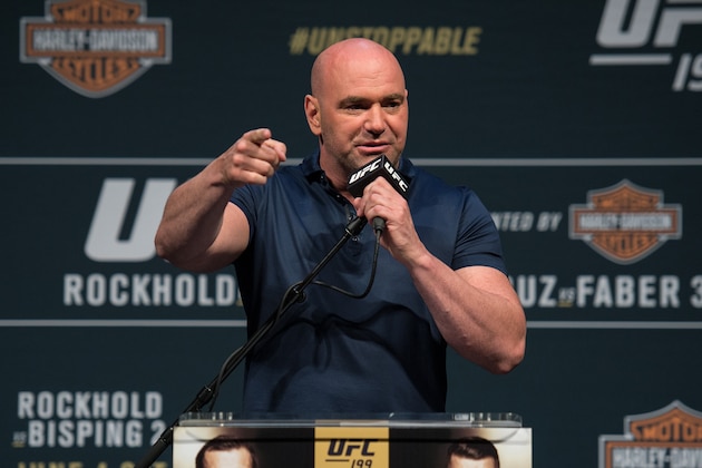 INGLEWOOD, CA - JUNE 02:   UFC President Dana White speaks to the media during the UFC 199: Press Conference at the Forum on June 2, 2016 in Inglewood, California. (Photo by Brandon Magnus/Zuffa LLC/Zuffa LLC via Getty Images)