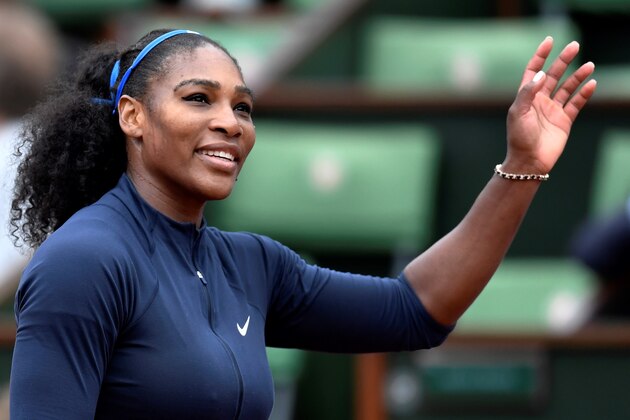 US player Serena Williams celebrates after winning the women's semi-final match against Netherlands' Kiki Bertens at the Roland Garros 2016 French Tennis Open in Paris on June 3, 2016. / AFP / PHILIPPE LOPEZ        (Photo credit should read PHILIPPE LOPEZ/AFP/Getty Images)