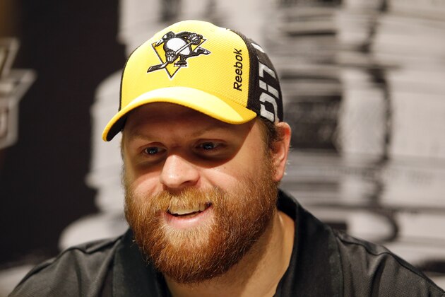 PITTSBURGH, PA - MAY 29:  Phil Kessel #81 of the Pittsburgh Penguins addresses the media during the NHL Stanley Cup Final Media Day at Consol Energy Center on May 29, 2016 in Pittsburgh, Pennsylvania.  (Photo by Justin K. Aller/Getty Images)