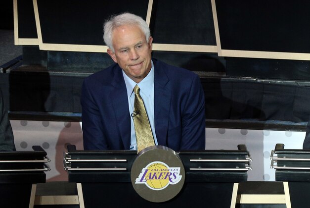 May 17, 2016; New York, NY, USA; Los Angeles Lakers general manager Mitch Cupchak represents his team during the NBA draft lottery at New York Hilton Midtown. The Philadelphia 76ers received the first overall pick in the 2016 draft. Mandatory Credit: Brad Penner-USA TODAY Sports