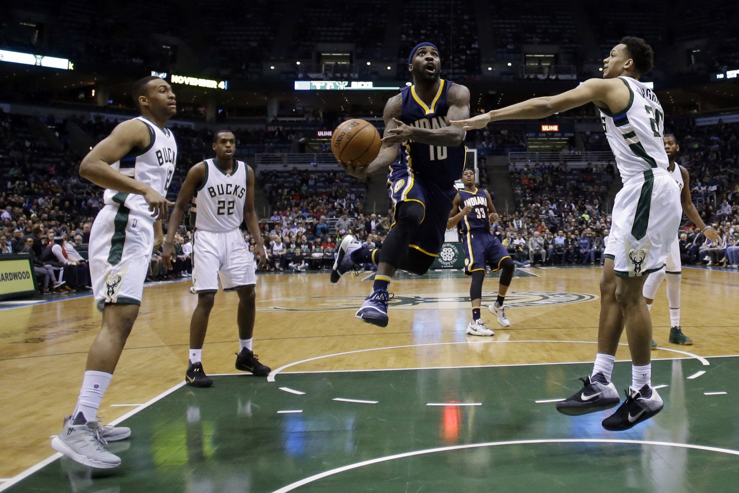 Indiana Pacers' Ty Lawson drives past Milwaukee Bucks' Rashad Vaughn (20) during the first half of an NBA basketball game Wednesday, April 13, 2016, in Milwaukee. (AP Photo/Morry Gash) Indiana Pacers' Ty Lawson drives past Milwaukee Bucks' Rashad Vaughn (20) during the first half of an NBA basketball game Wednesday, April 13, 2016, in Milwaukee. (AP Photo/Morry Gash)