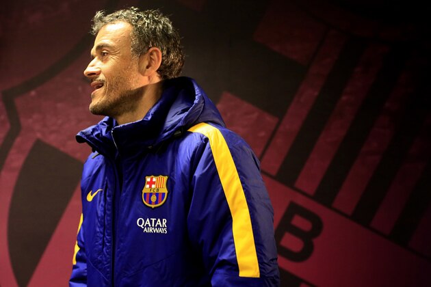 Barcelona's coach Luis Enrique arrives at a press conference at the Sports Center FC Barcelona Joan Gamper in Sant Joan Despi, near Barcelona on January 1, 2016.   AFP PHOTO/ PAU BARRENA / AFP / PAU BARRENA        (Photo credit should read PAU BARRENA/AFP/Getty Images)