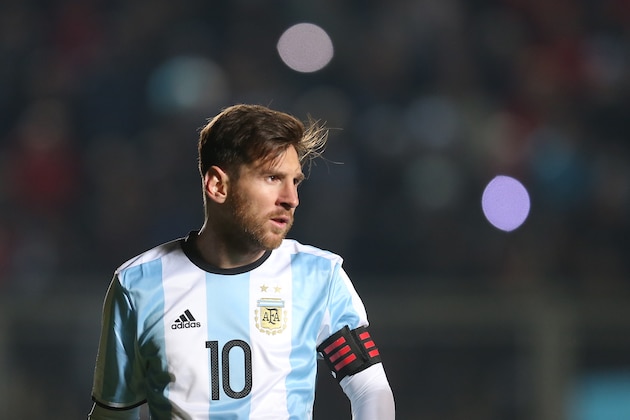 Argentina's Lionel Messi attends a friendly soccer match with Honduras in San Juan, Argentina, Friday, May 27, 2016. (AP Photo/Nicolas Aguilera)