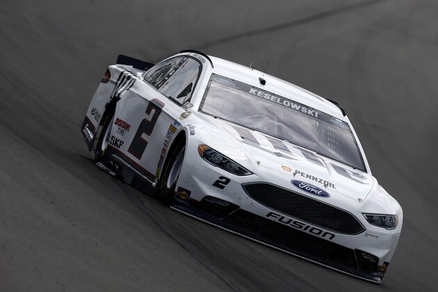 LONG POND, PA - JUNE 04:  Brad Keselowski, driver of the #2 Miller Lite Ford, practices for the NASCAR Sprint Cup Series Axalta 'We Paint Winners' 400 at Pocono Raceway on June 4, 2016 in Long Pond, Pennsylvania.  (Photo by Jeff Zelevansky/Getty Images)