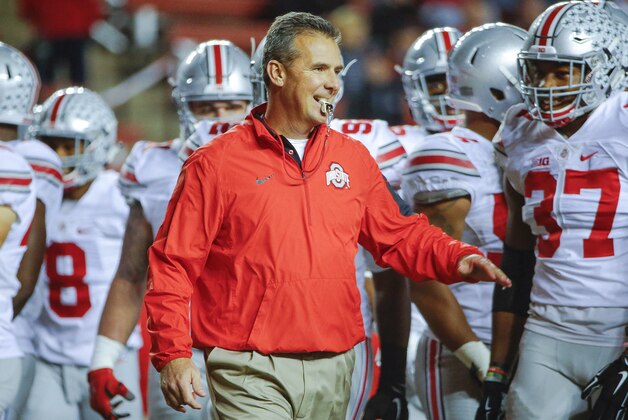 Oct 24, 2015; Piscataway, NJ, USA;  Ohio State Buckeyes head coach Urban Meyer prior to the game against the Rutgers Scarlet Knights at High Points Solutions Stadium. Mandatory Credit: Jim O'Connor-USA TODAY Sports