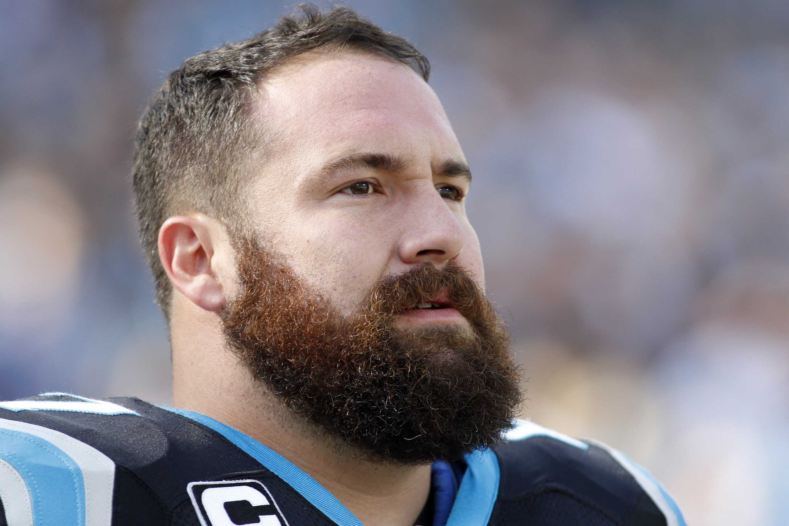 FILe - This is a Dec. 13, 2015, file photo showing Carolina Panthers' Ryan Kalil before an NFL football game against the Atlanta Falcons in Charlotte, N.C. One of the game's best centers is staying with one of the NFL's best teams. The Panthers signed Kalil to a two-year extension on Monday, June 6, 2016, keeping the three-time All-Pro under contract with the team through the 2018 season. (AP Photo/Bob Leverone, File) FILe - This is a Dec. 13, 2015, file photo showing Carolina Panthers' Ryan Kalil before an NFL football game against the Atlanta Falcons in Charlotte, N.C. One of the game's best centers is staying with one of the NFL's best teams. The Panthers signed Kalil to a two-year extension on Monday, June 6, 2016, keeping the three-time All-Pro under contract with the team through the 2018 season. (AP Photo/Bob Leverone, File)