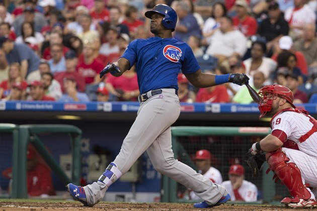 Chicago Cubs' Jorge Soler in action during the third inning of a baseball game against the Philadelphia Phillies, Monday, June 6, 2016, in Philadelphia. The Cubs won 6-4. (AP Photo/Chris Szagola)