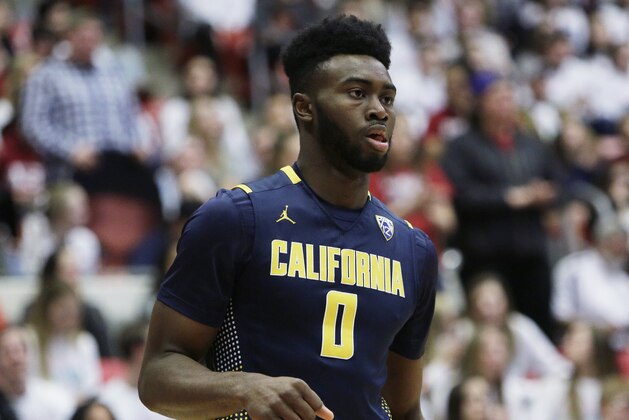 California's Jaylen Brown (0) walks on the court during the first half of an NCAA college basketball game against Washington State, Sunday, Feb. 21, 2016, in Pullman, Wash. (AP Photo/Young Kwak)