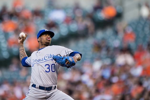 BALTIMORE, MD - JUNE 07: Yordano Ventura #30 of the Kansas City Royals throws a pitch to a Baltimore Orioles batter in the second inning during a MLB baseball game at Oriole Park at Camden Yards on June 7, 2016 in Baltimore, Maryland. (Photo by Patrick McDermott/Getty Images)