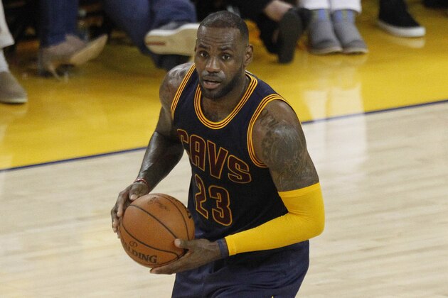 June 2, 2016; Oakland, CA, USA; Cleveland Cavaliers forward LeBron James (23) moves the ball up court against Golden State Warriors during the first half in game one of the NBA Finals at Oracle Arena. Mandatory Credit: Cary Edmondson-USA TODAY Sports