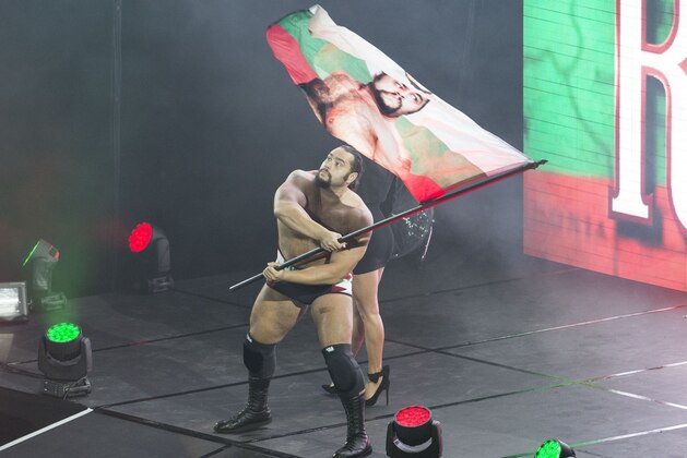 COLOGNE, GERMANY - FEBRUARY 11: Rusev during WWE Road to WrestleMania at the Lanxess Arena on February 11, 2016 in Cologne, Germany. (Photo by Marc Pfitzenreuter/Getty Images)