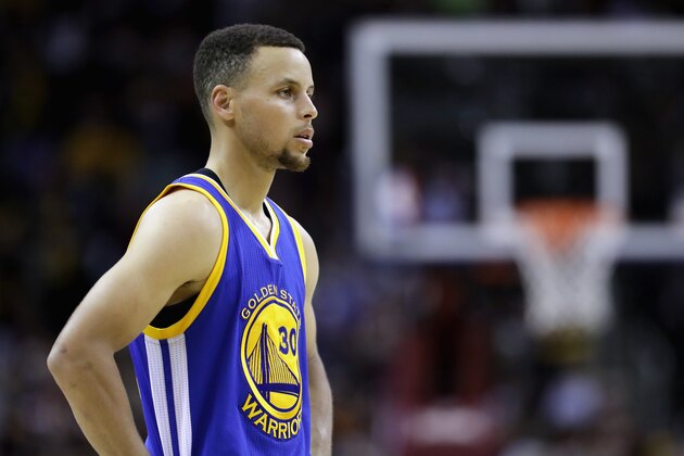 CLEVELAND, OH - JUNE 08:  Stephen Curry #30 of the Golden State Warriors reacts during the second half against the Cleveland Cavaliers in Game 3 of the 2016 NBA Finals at Quicken Loans Arena on June 8, 2016 in Cleveland, Ohio. NOTE TO USER: User expressly acknowledges and agrees that, by downloading and or using this photograph, User is consenting to the terms and conditions of the Getty Images License Agreement.  (Photo by Ronald Martinez/Getty Images)