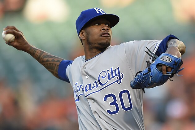 Kansas City Royals pitcher Yordano Ventura throws against the Baltimore Orioles in a baseball game, Tuesday, June 7, 2016, in Baltimore. (AP Photo/Gail Burton)