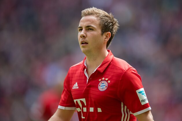 MUNICH, GERMANY - MAY 14:  Mario Goetze of Muenchen looks on during the Bundesliga match between FC Bayern Muenchen and Hannover 96 at Allianz Arena on May 14, 2016 in Munich, Germany.  (Photo by Boris Streubel/Getty Images)
