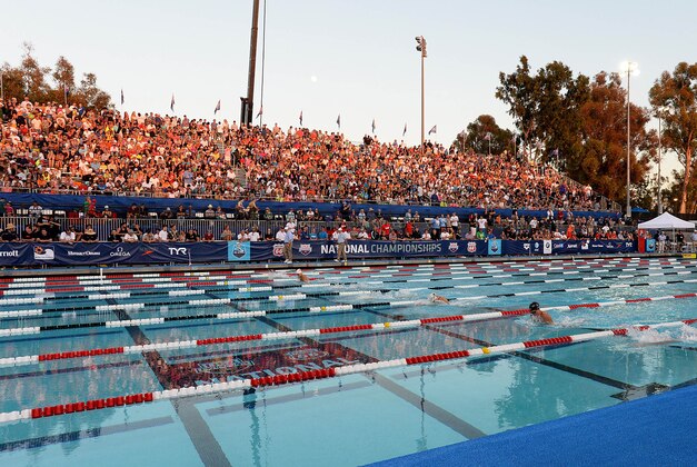 Aug 8, 2014; Irvine, CA, USA; General view of the USA Swimming Nationals at the William Woollett Jr. Aquatics Complex. Mandatory Credit: Jayne Kamin-Oncea-USA TODAY Sports