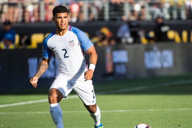 SANTA CLARA, CA - JUNE 3:  DeAndre Yedlin #2 of United States during the Copa America Centenario Group A match between the United States and Columbia at Levi's Stadium on June 3, 2016 in Santa Clara, California.  Colombia won the match 2-0 (Photo by Shaun Clark/Getty Images)