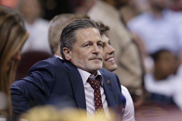 Cleveland Cavaliers owner Dan Gilbert watches during the second half in Game 2 of a first-round NBA basketball playoff series between the Detroit Pistons and the Cavaliers, Wednesday, April 20, 2016, in Cleveland. The Cavaliers won 107-90. (AP Photo/Tony Dejak)