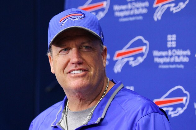 Buffalo Bills head coach Rex Ryan speaks to the media following an NFL football practice in Orchard Park, N.Y., Wednesday, June 1, 2016. (AP Photo/Bill Wippert)