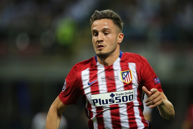 MILAN, ITALY - MAY 28:  Saul Niguez of Atletico Madrid in action during the UEFA Champions League final match between Real Madrid and Club Atletico de Madrid at Stadio Giuseppe Meazza on May 28, 2016 in Milan, Italy.  (Photo by Matthew Ashton - AMA/Getty Images)