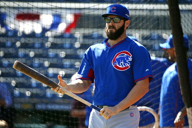 Chicago Cubs Wild Card game starting pitcher Jake Arrieta takes his turn in the batting cage on workout day, Tuesday, Oct. 6, 2015, for Wednesday's National League Wild Card baseball game against the Pittsburgh Pirates at PNC Park in Pittsburgh. (AP Photo/Gene J. Puskar)