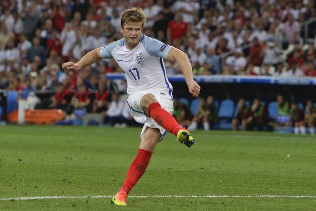 England's Eric Dier scores on a free-kick, during the Euro 2016 Group B soccer match between England and Russia, at the Velodrome stadium, in Marseille, France, Saturday, June 11, 2016. (AP Photo/Claude Paris)
