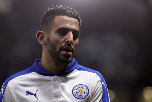 Leicester’s Riyad Mahrez walks to take a corner during the English Premier League soccer match between Watford and Leicester City at the Vicarage Road stadium in London, Saturday, March 5, 2016. (AP Photo/Tim Ireland)