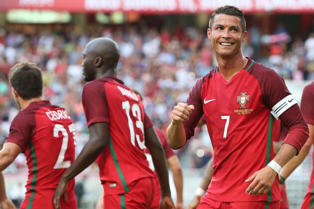LISBON, PORTUGAL - JUNE 8: Portugal's forward Cristiano Ronaldo celebrates after scoring a goal during the International Friendly match between Portugal and Estonia at Estadio da Luz on June 8, 2016 in Lisbon, Portugal.  (Photo by Gualter Fatia/Getty Images)