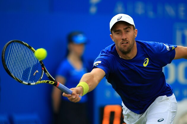 LONDON, ENGLAND - JUNE 13:  Steve Johnson of The USA in action during his first round match against Richard Gasquet of France on day one of the Aegon Championships at Queens Club on June 13, 2016 in London, England.  (Photo by Ben Hoskins/Getty Images)