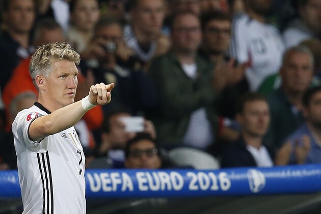 Bastian Schweinsteiger of Germany during the UEFA EURO 2016 Group C group stage match between Germany and Ukraine at the SStade Pierre-mauroy on june 12, 2016 in Lille, France.(Photo by VI Images via Getty Images)