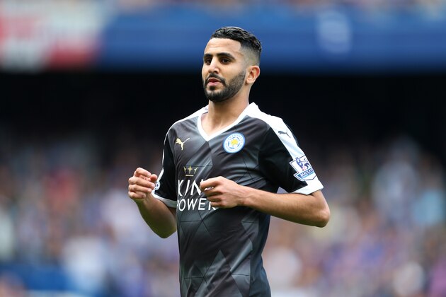 LONDON, ENGLAND - MAY 15: Riyad Mahrez of Leicester City during the Barclays Premier League match between Chelsea and Leicester City at Stamford Bridge on May 15, 2016 in London, England. (Photo by Catherine Ivill - AMA/Getty Images)