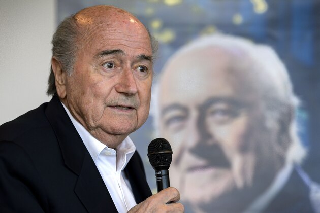 FIFA's ex-president Sepp Blatter speaks during the presentation of his biography in Zurich on April 21, 2016. 
The book, entitled 'Sepp Blatter: Mission & Passion Fussball', is written by Thomas Renggli. / AFP / FABRICE COFFRINI        (Photo credit should read FABRICE COFFRINI/AFP/Getty Images)