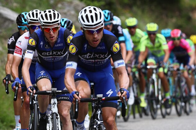 SUPERDEVOLUY, FRANCE - JUNE 12:  Dan Martin (l) of Ireland and Etixx-Quick Step in action during stage seven of the 2016 Criterium du Dauphine, a 151km stage from Le Pont-de-Claix to Superdevoluy, on June 12, 2016 in Superdevoluy, France.  (Photo by Bryn Lennon/Getty Images)