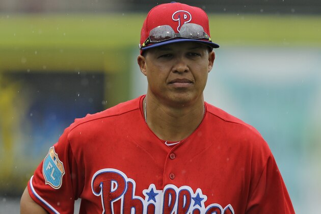 Philadelphia Phillies' Will Venable runs to the dugout before a spring training baseball game against the New York Yankees Tuesday, March 29, 2016, in Clearwater, Fla. (AP Photo/Chris O'Meara)