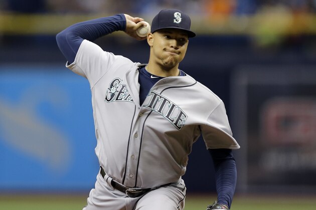 Seattle Mariners' Taijuan Walker pitches to the Tampa Bay Rays during the first inning of a baseball game Tuesday, June 14, 2016, in St. Petersburg, Fla. (AP Photo/Chris O'Meara)