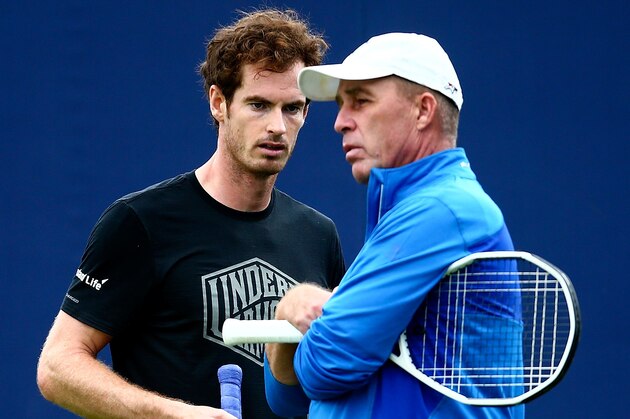 LONDON, ENGLAND - JUNE 14:  Andy Murray of Great Britain speaks with his coach Ivan Lendl during day two of the Aegon Championships at The Queens Club on June 14, 2016 in London, England. (Photo by Jordan Mansfield/Getty Images)  (Photo by Jordan Mansfield/Getty Images )