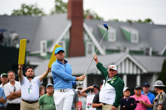 OAKMONT, PA - JUNE 15:  Rory McIlroy of Northern Ireland plays his shot from the 15th tee during a practice round prior to the U.S. Open at Oakmont Country Club on June 15, 2016 in Oakmont, Pennsylvania.  (Photo by Ross Kinnaird/Getty Images)