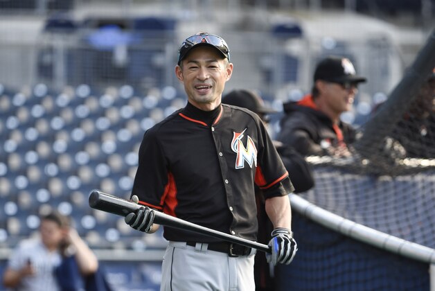 SAN DIEGO, CALIFORNIA - JUNE 14:  Ichiro Suzuki #51 of the Miami Marlins warms-up during batting practice before  a baseball game against the San Diego Padres at PETCO Park on June 14, 2016 in San Diego, California.   (Photo by Denis Poroy/Getty Images)