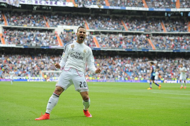 MADRID, SPAIN - APRIL 11:  Jese Rodriguez of Real Madrid celebrates after scoring Real's 3rd goal from a free kick during the La Liga match between Real Madrid and Eibar at Estadio Santiago Bernabeu on April 11, 2015 in Madrid, Spain.  (Photo by Denis Doyle/Getty Images)